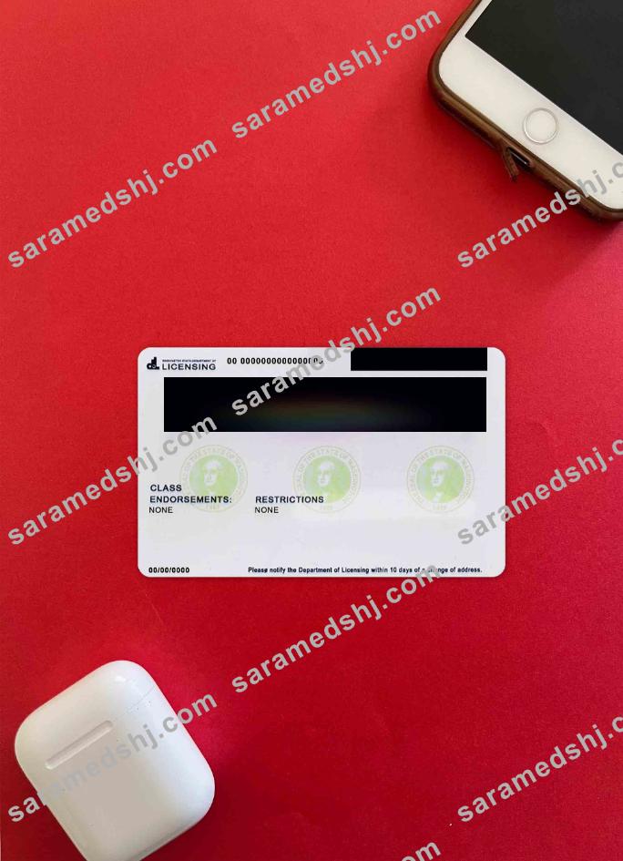 USA Washigton driving license under 21 photolook BACK
